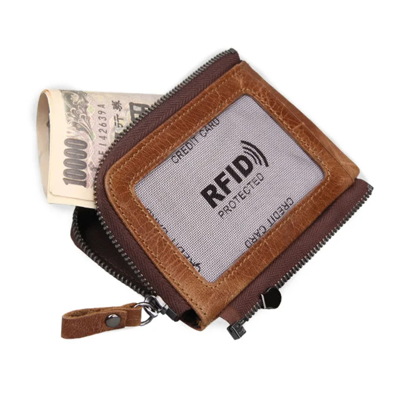 Мужской кошелек из натуральной кожи многофункциональный RFID с пряжкой для монет