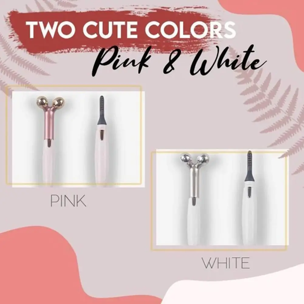 

2 In 1 Electric Heated Eyelash Curler Face Massager Roller Long Lasting Portable Eye Lashes Curling Tool Enhancer Pen Wholesale