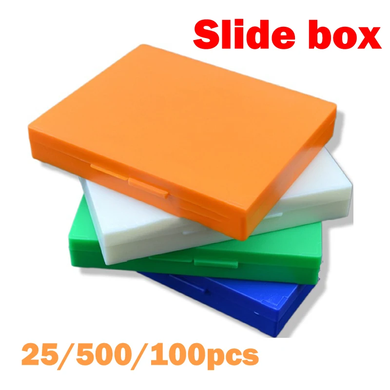 

25/50/100pcs Plastic Microscope Glass Slide Box Biological Slices Storage Cases Holder For Prepared Microscope Slides Save