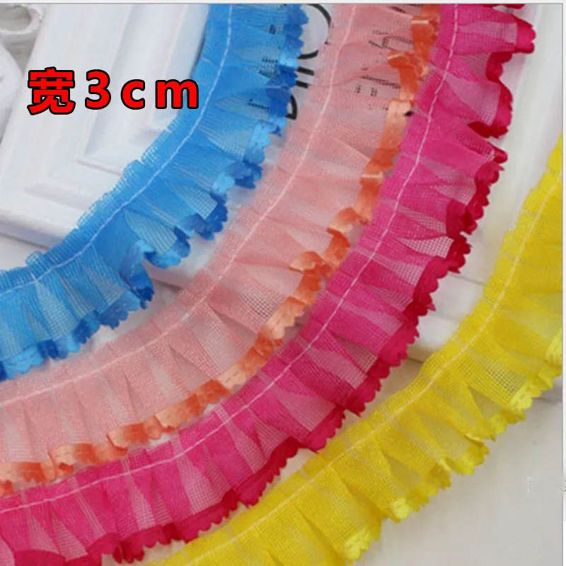 1 м последняя плиссированная кружевная ткань лента 2 см сине-фиолетовая отделка