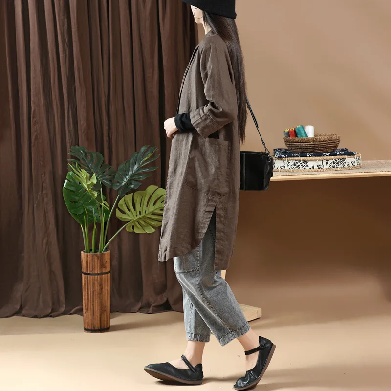 Женский Повседневный длинный кардиган пальто Ретро Женские блейзеры элегантные