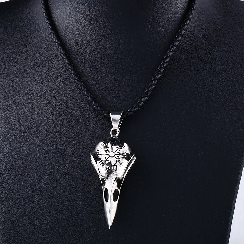 

2021 Trend Punk Gothic Halloween Animal Crow Raven Head Birds Vulture Skull Pendant Necklace Dangle Fine Jewelry Party Gifts