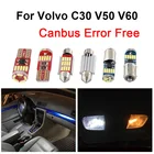 Автомобильные светодиодные лампы Canbus, белый, без ошибок, внутренняя карта, купольный светильник, комплект для Volvo C30 V50 V60 2005-2018, потолочный светильник для чтения и номерного знака