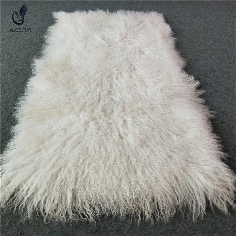 Wholesale Tibetan sheep fur rug Long Hair natural Mongolian Lamb Curly Sheep Fur Plate |
