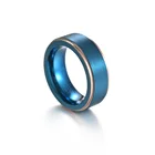 Модное простое гладкое синее кольцо из вольфрамовой стали, позолоченное кольцо, мужские повседневные украшения, размер Us8-12