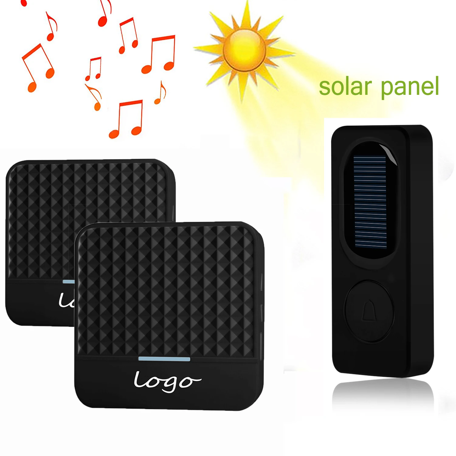 Solar Wireless Doorbell Low Power Home IP65 Waterproof 300M 