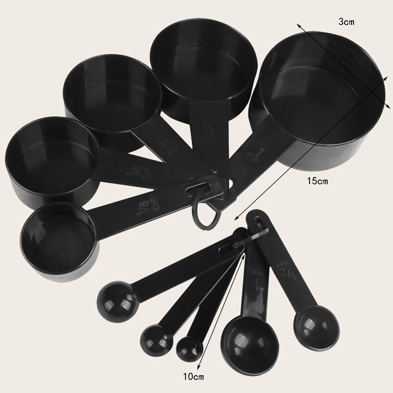 1 Набор черных мерных ложек кухонные принадлежности кухонная посуда инструменты