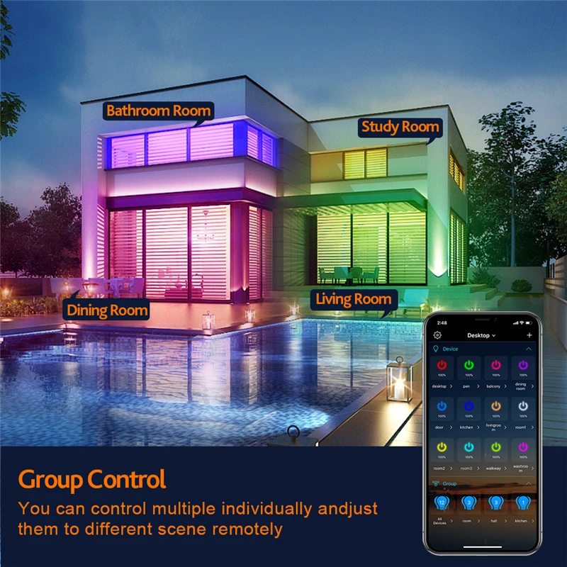 $37.86 30W LED Ceiling Lamp Smart WIFI Ceiling Lighting For Living Room Bedroom RGB DIY Color Ceiling Lamp With Micr Google Home