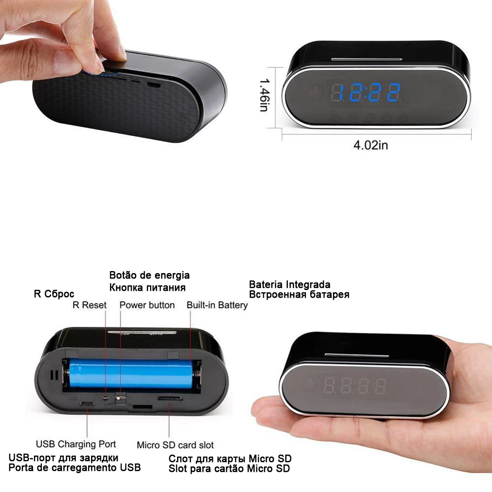 

4K 1080P HD Clock Camera Wireless WIFI Camera Micro Cam IR Night View Alarm Camcorder Digital Watch Video Mini DVR Small Cam