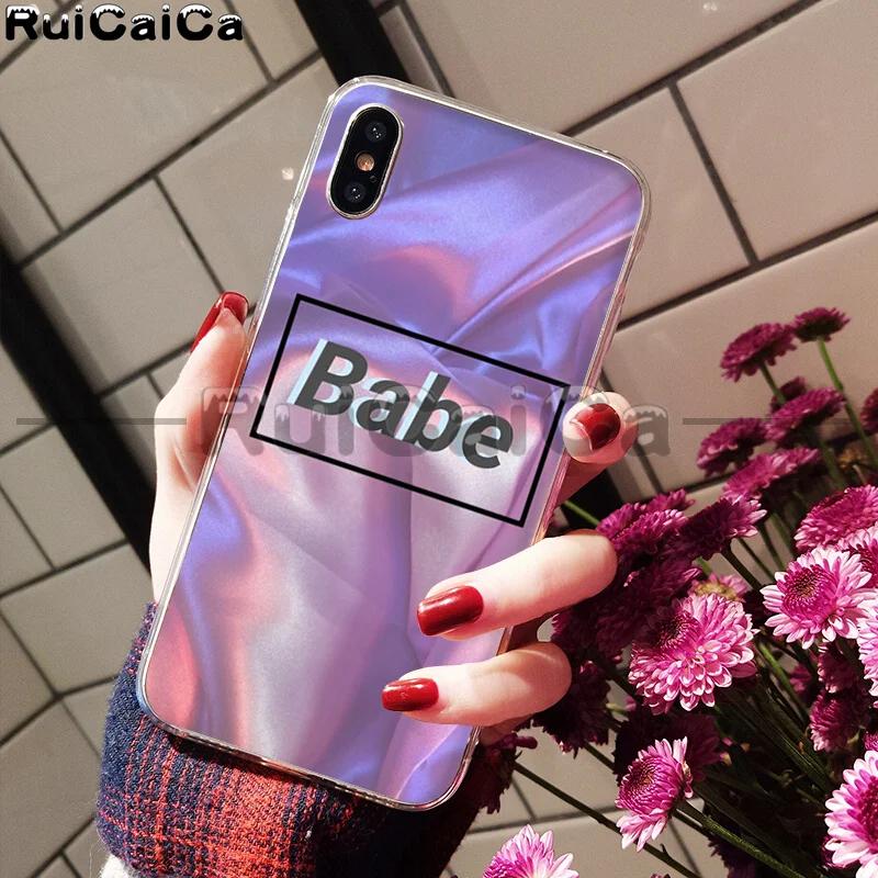 RuiCaiCa Babe babygirl honey line Text art Smart Cover мягкий чехол для телефона Apple iPhone 8 7 6S Plus X XS MAX 5 5S SE XR