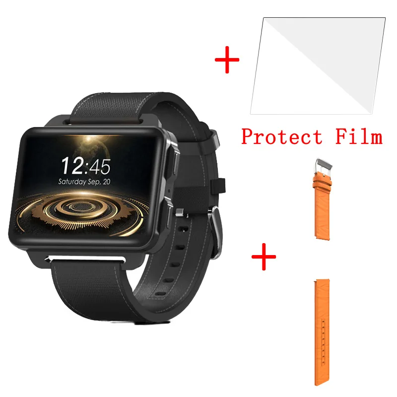 balck orange strap Смарт-часы Torntisc LEM4 PRO, 2,2 дюймов, 3G, Android, поддержка sim-карты, 1200 Мп, камера, частота сердечных сокращений, мА/ч, батарея, умные часы для мужчин - Цвет: balck orange strap