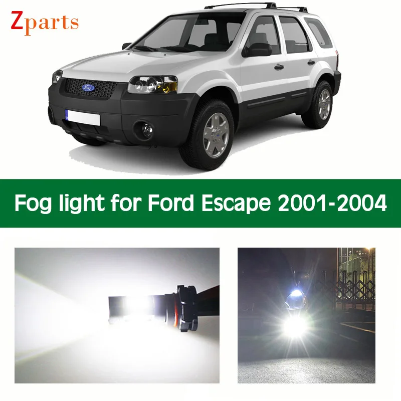 1 Pair Car LED Fog Light For Ford Escape 2001 2002 2003 2004 Foglamp Bulb White Daytime Running Lights 12V 6000K Accessories