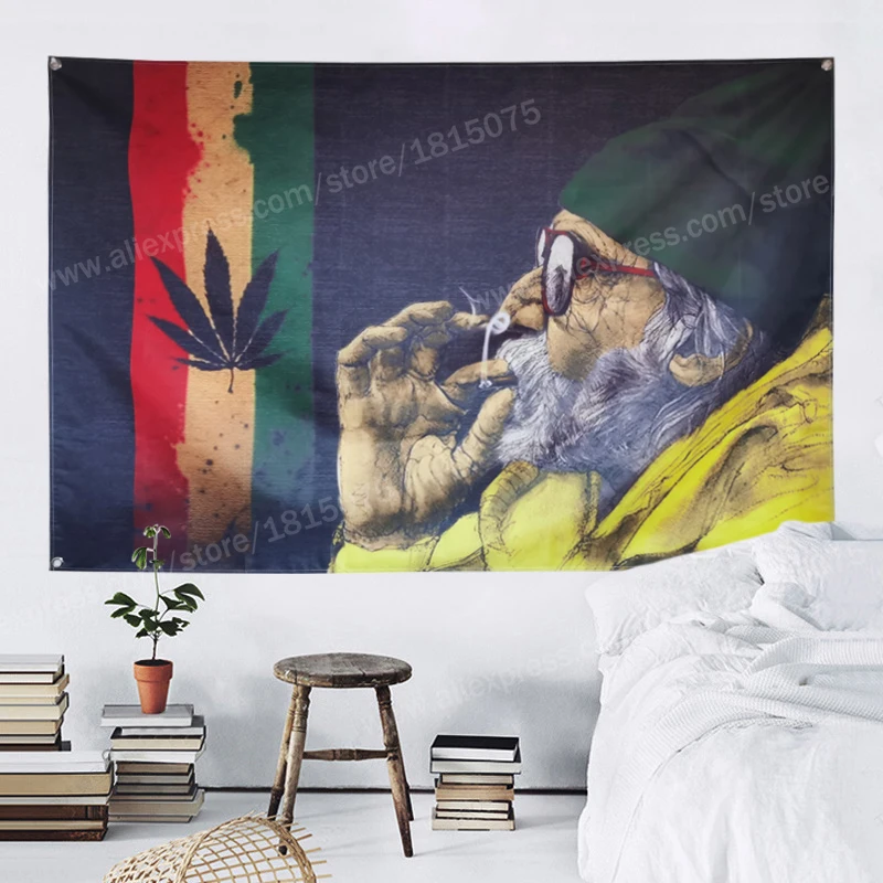 Флаг для курительных листьев баннер музыкальная рок-группа регги раста