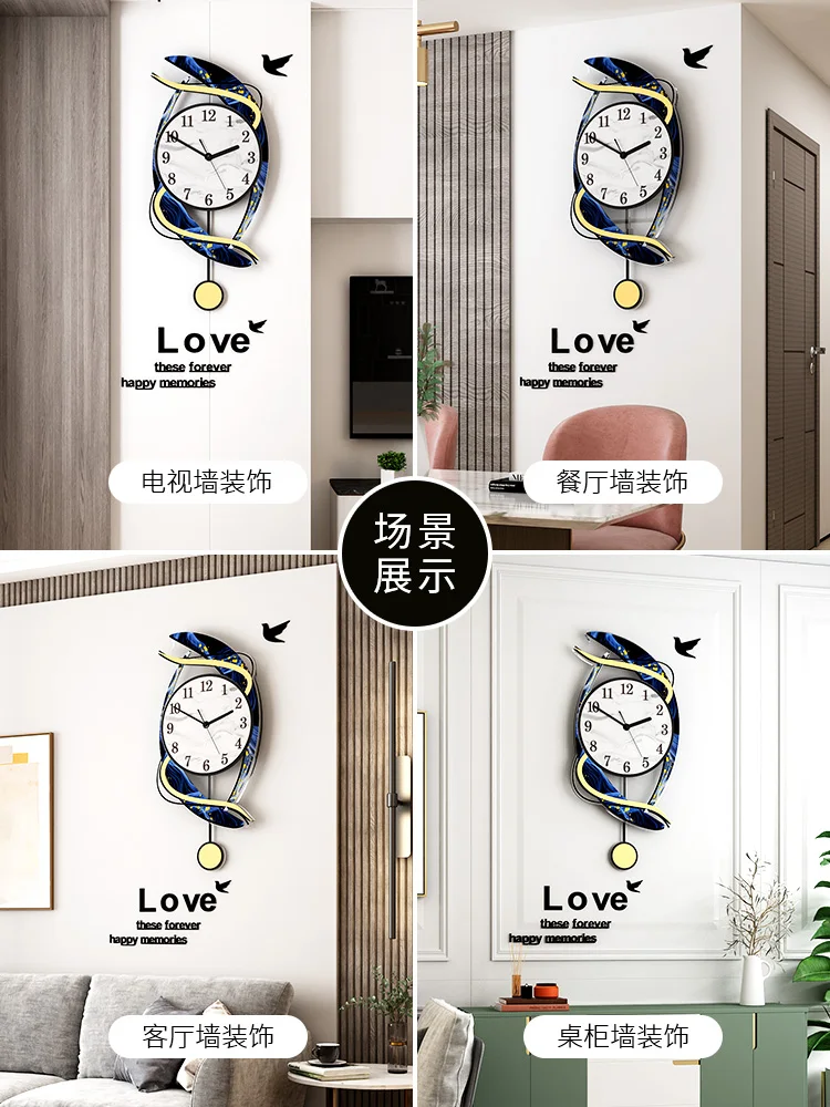 

Large Nordic Wall Clock Pendulum Modern Design Living Room Luxury Simple Creative Wall Clock Mute Reloj Pared Home Decor DA60WC