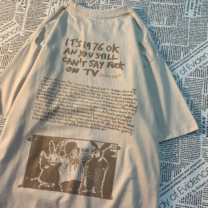 

Vintage oversized short sleeve shirt women summer o neck print clothes t shirt top harajuku 90s aesthetic graphic tshirts