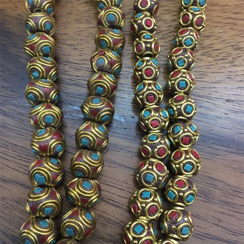 Зеленые бирюзы красные коралловые Непальские бусины тибетские ручной работы