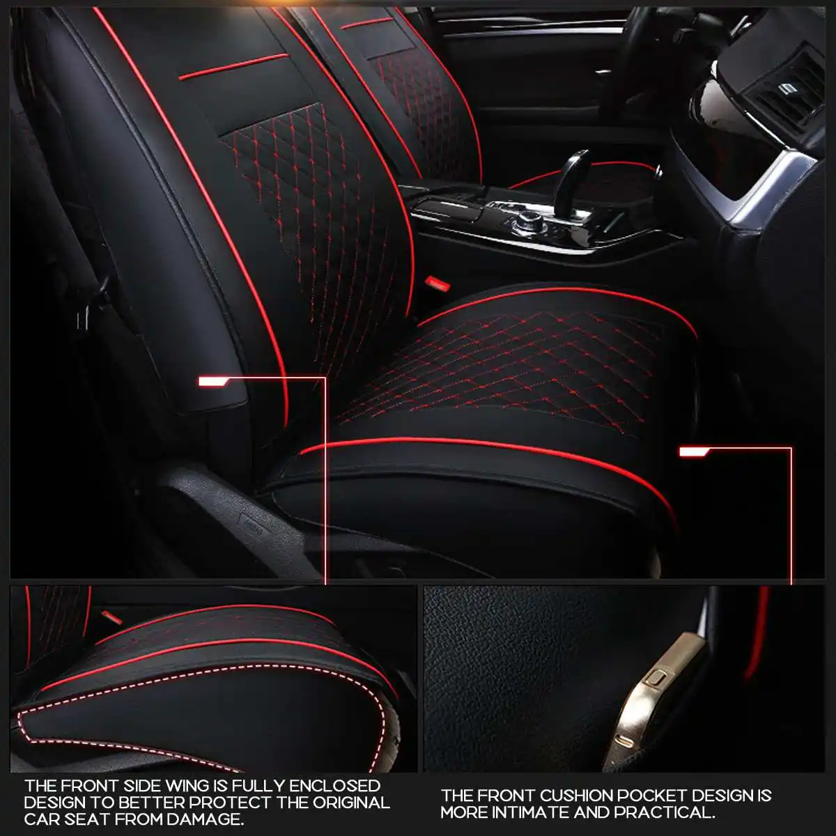 barato Universal De Couro De Luxo Capa De Assento De Carro Protetor De Almofada Antiderrapante Esteira Quatro Estações Acessórios Interiores Do Carro Para O Carro Universal