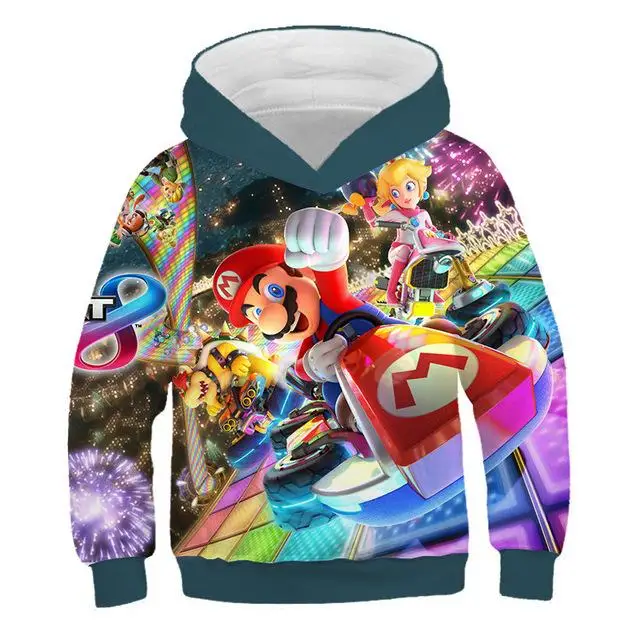 Гоночная Игра “Марио” Kart 8 Объёмный рисунок(3D-принт) детская одежда с персонажами из мультфильмов с капюшоном Марио серии игр со свитшотом, модная одежда для мальчиков и девочек с капюшоном - Цвет: TNT-943