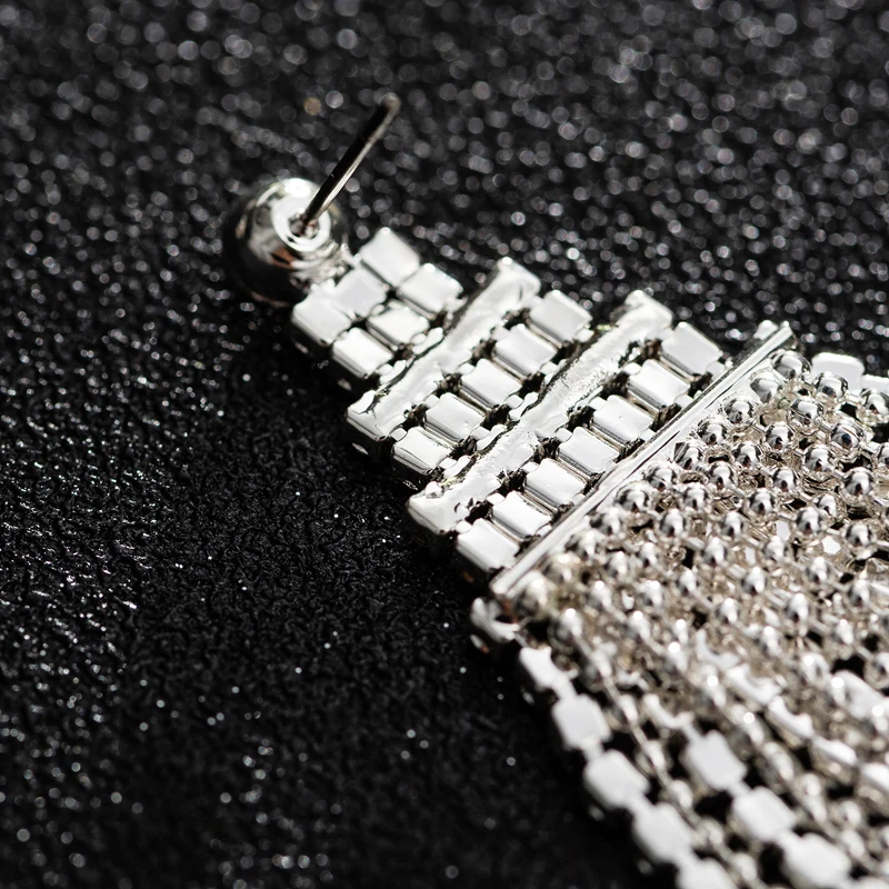 New Long Tassle Earrings For Women Statement Full Rhinestone Dangling Drop Bride Jewelry | Украшения и аксессуары