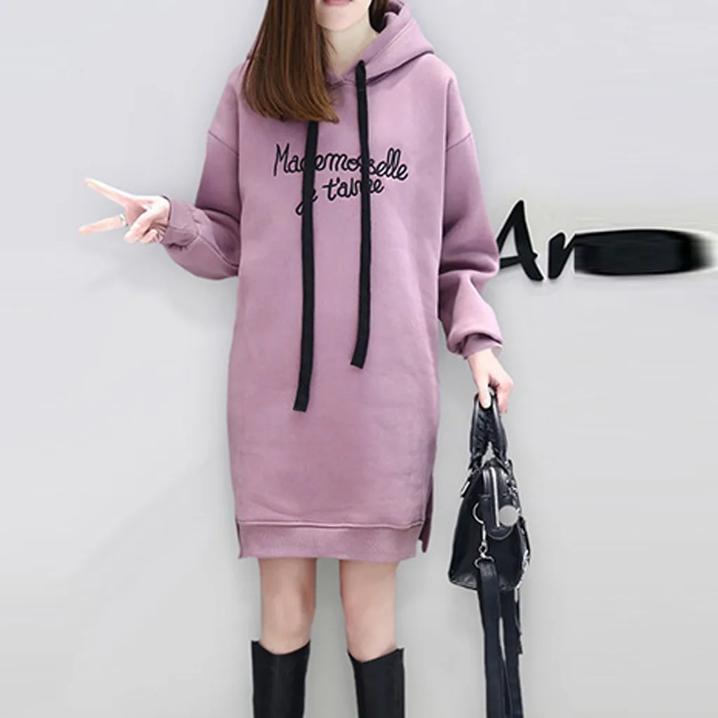 Women Leisure Autumn Fashion Sweatshirt Hoodie Long Sleeve Letter Printing Dress Las Mujeres Sweetshirts Спортивный Костюм Женск