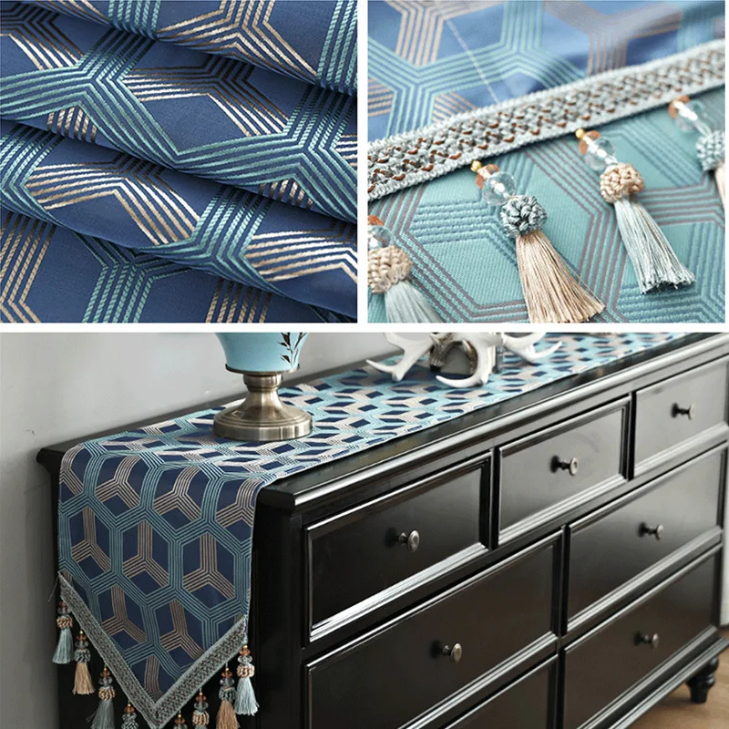 

Modern European Table Runner Fashion Simple Printed Tassel Table Runner Dust-proof TV Cabinet Cupboard Cover Cloth Cover Towel