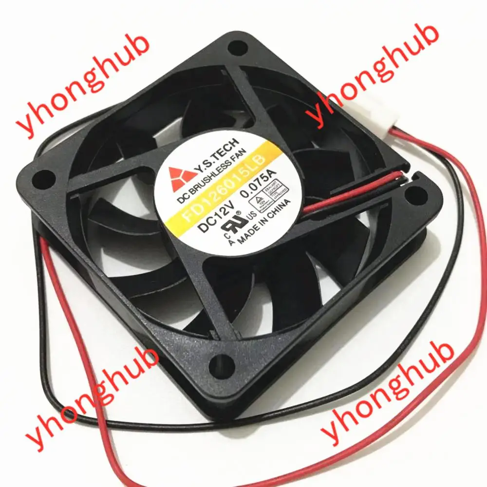 Вентилятор охлаждения сервера Y.S.TECH FD126015LB DC 12 В 0.14A 2-Wire 60x60x15 мм