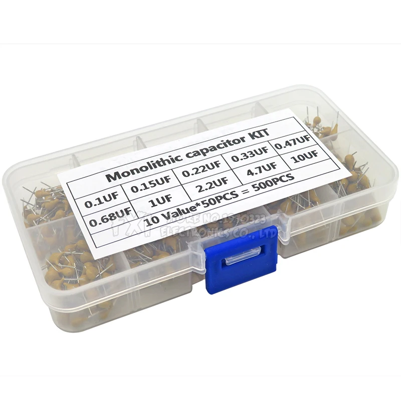 Набор многослойных керамических конденсаторов 500 шт./лот 10 значений * 50 шт. 0 1 мкФ ф