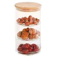 3 layer mason borosilica glass jar kitchen food bulk container set for spices dried fruit storage can salad bowl box