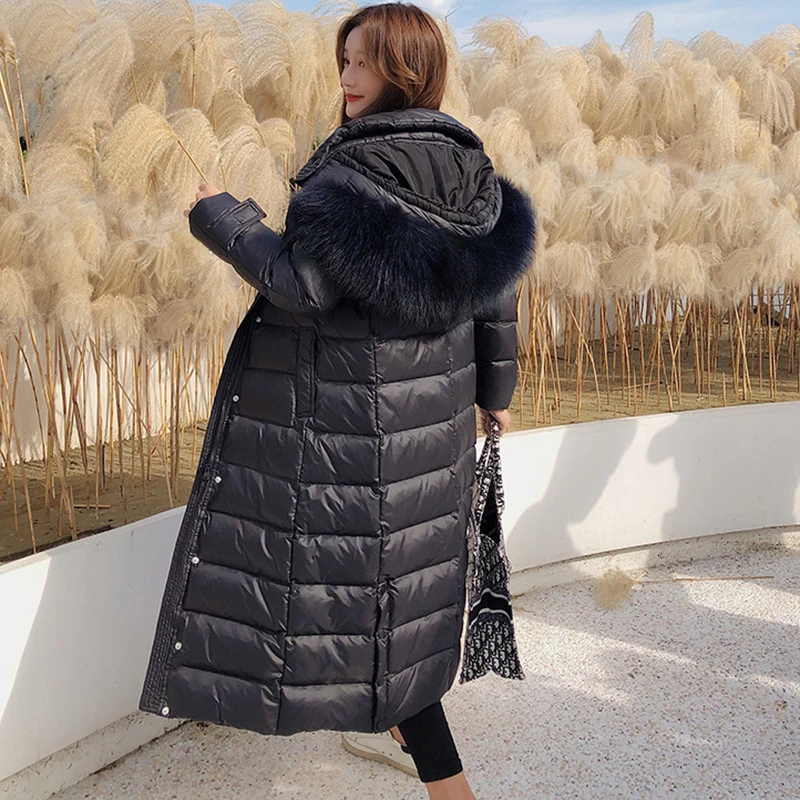 Женский пуховик с мехом черная ветрозащитная парка на натуральном меху теплая