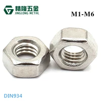 50100150pcs 304 stainless steel din934 hex hexagon nut for m1 6 m2 m2 5 m3 m4 m5 m6 screw bolt