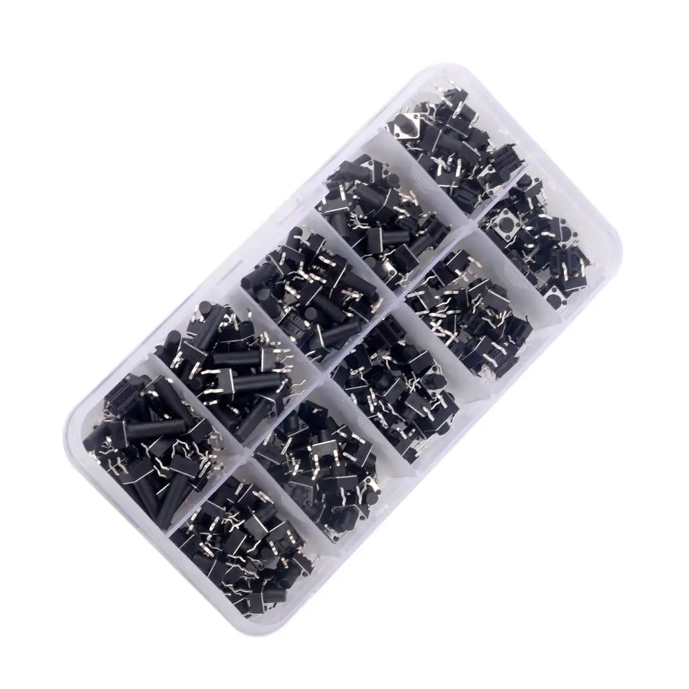 

200 pcs 10 Type 6x6mm Light Micro Touch Switch Set Push Button Switch Kit Assortment Set DIY Tool Accessories Keys Tact Switch