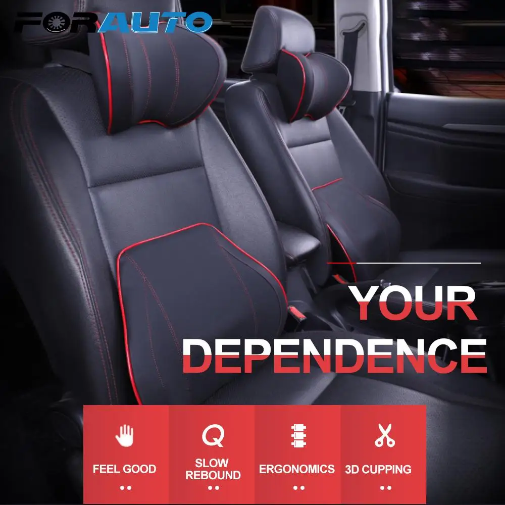 Car-styling Space Memory Auto Waist Rest Pillow Neck Headrest Lumbar Cushion Car Seat Head Neck Rest Seat Headrest