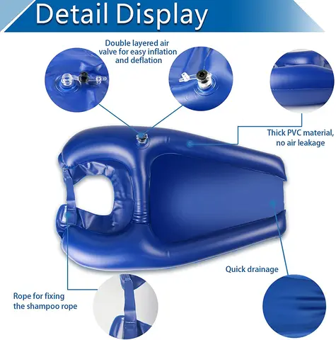 Портативная надувная раковина для шампуня из ПВХ, легкая раковина для мытья волос, складной парикмахерский лоток для головы для пожилых людей с ограниченными возможностями