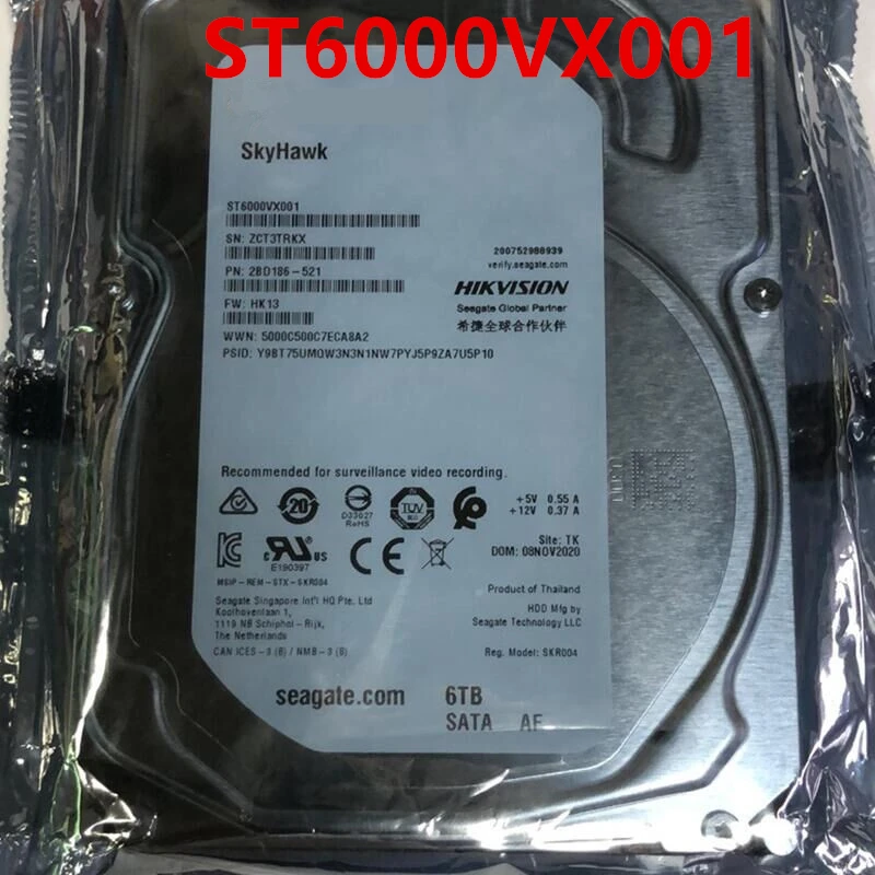 

Original New HDD For Hikvision 6TB 3.5" SATA 6 Gb/s 256MB 5400RPM For Internal Hard Disk For Surveillance HDD For ST6000VX001