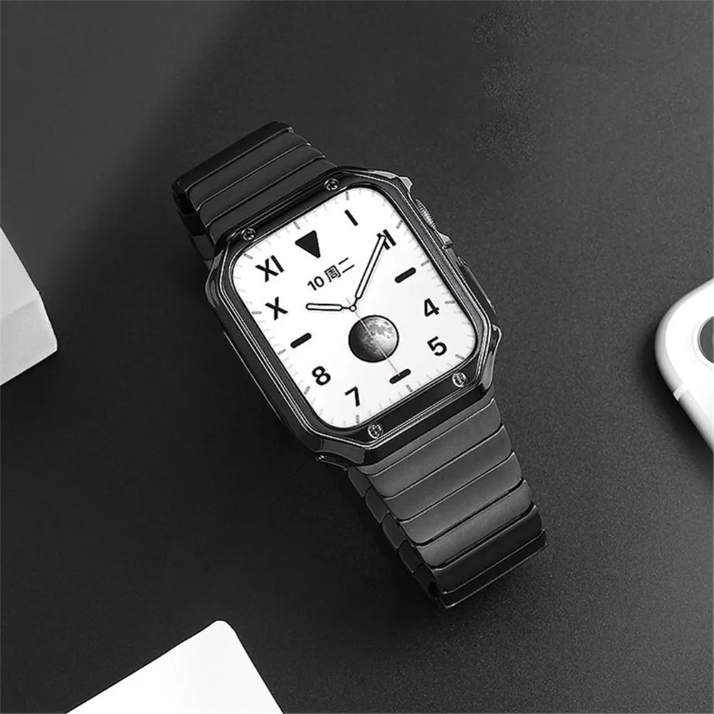 Ремешок из нержавеющей стали и ТПУ для Apple Watch 7 45 мм 41 Band Series 6 SE 5 4 44 40 чехол iWatch 3 42 38