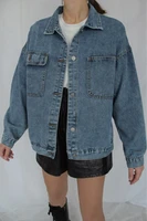 jean jacket women clothes oversized jeans denim coat korean coats spring fall 2021 new jackets for women solid casual