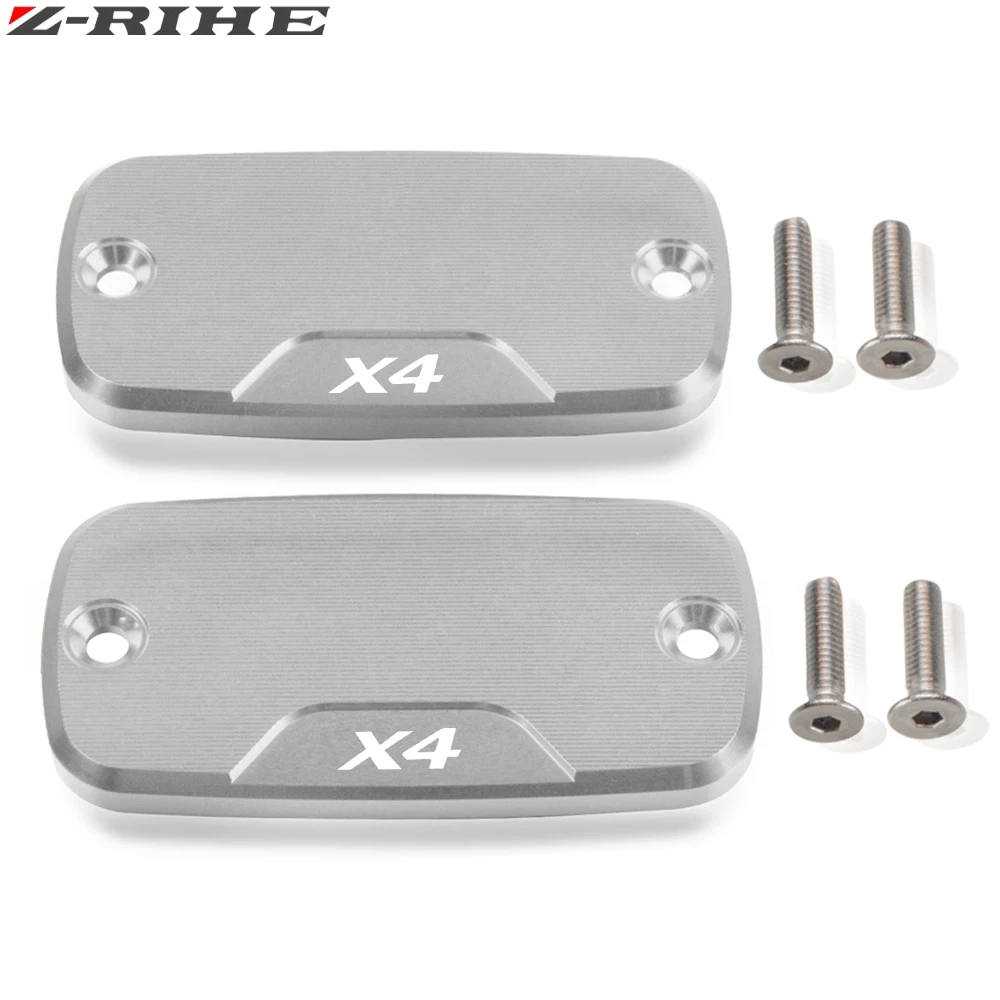 Silver 2piece ZRIHE аксессуары для мотоциклов CNC алюминиевый тормозной резервуар фланец крышка насоса Крышка Резервуара жидкости крышка для Honda X4 1998-2004 2003 - Цвет: Silver 2piece