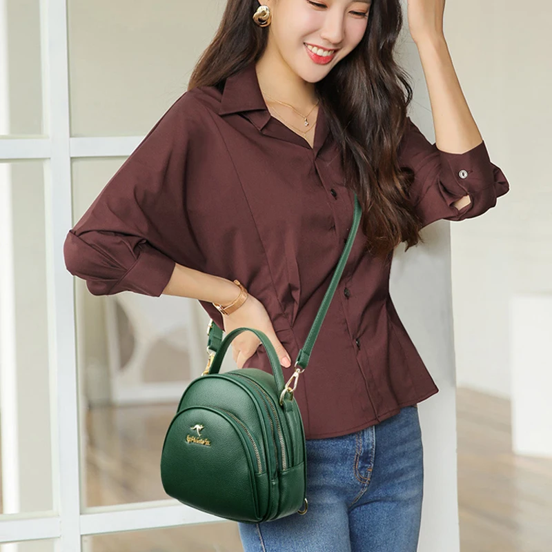 

Fashion 3 Layers Women Handbag High Quality Soft Leather Shoulder Bag Female Shopping Bag Back Pack Girls Lovely Messenge Bag