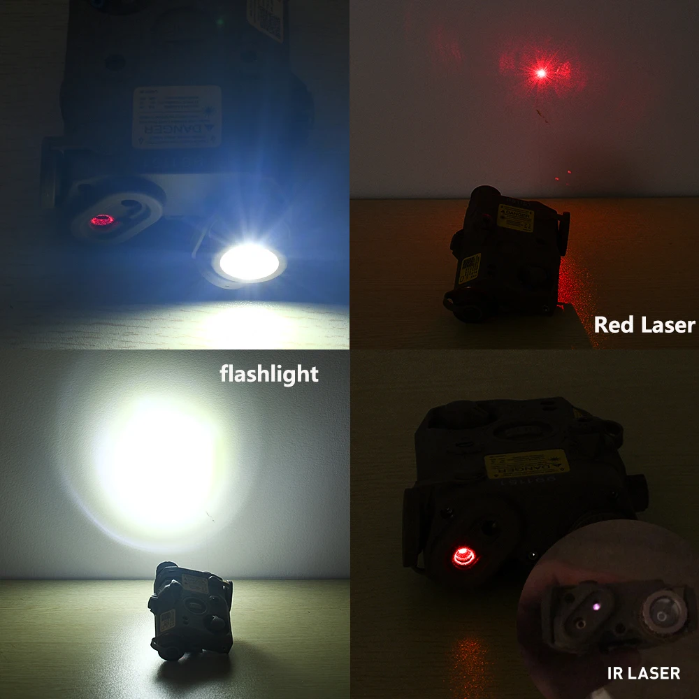 

Airsoft PEQ15 LA-5C Red Laser IR Laser White LED Flashlight Strobe Battery Box Tactical Weapon Gun Light for 20mm Picatinny Rail