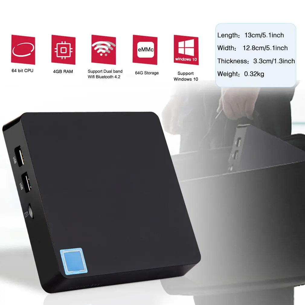 T11 Мини хост 4G+ 64G двухчастотный 2,4G& 5,8G четырехъядерный wifi 4,2 мини ПК медиаплеер ТВ коробка