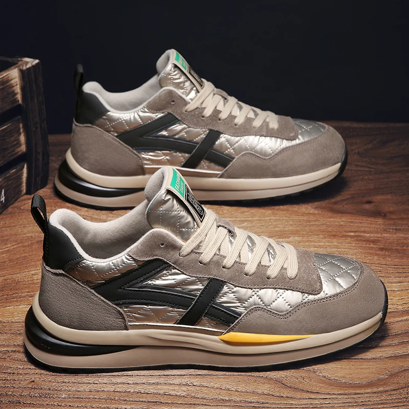 

Мужские повседневные кроссовки, разноцветная кожаная обувь со шнуровкой, уличные спортивные трендовые теннисные туфли, модная мужская обу...