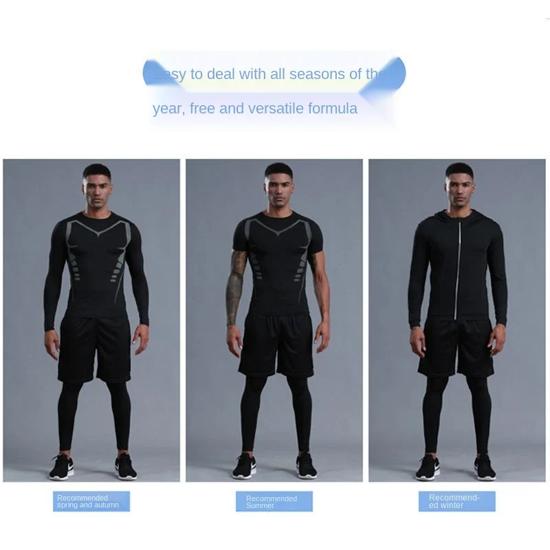 

Comprehensive training men's sportswear gym compression suit fitness running jogging sportswear sports training tights riding