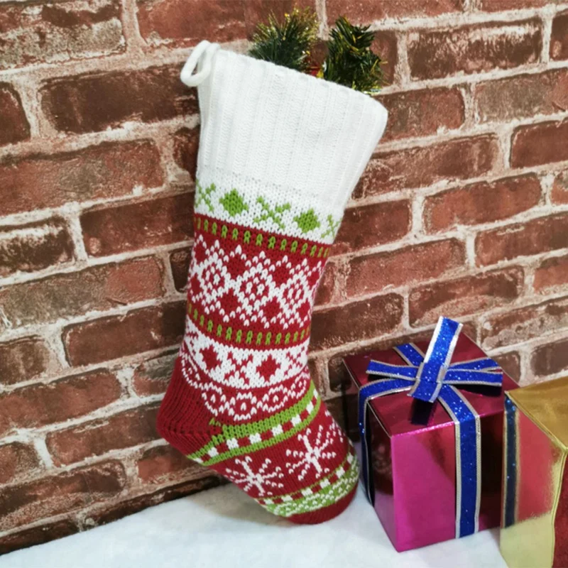 

Knitted Christmas Stocking Decoration Christmas Gift Bag Christmas Decoration Gift Bag Ornament Candy Socks, 4PCS