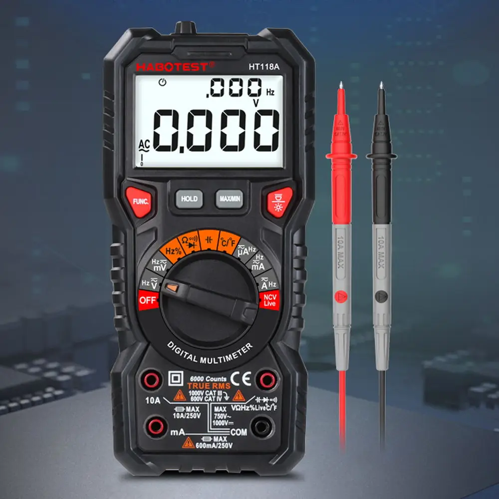 Цифровой мультиметр HT118A 6000 отсчетов True RMS 1000 В 10 А с автоматическим выбором