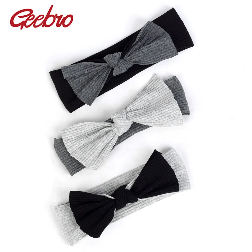 

Geebro New Baby Cute Ribbed Bow Knotted Soft Elastic Cotton Headband Girls Casual Hairband Turban Kid Fashion Hair Accessories