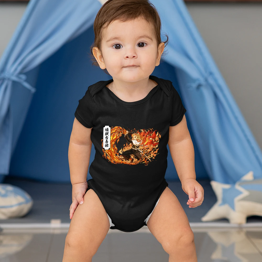 

Demon Slayer Baby Clothes For Newborn Baby Boy Black Fashion Big Brother Toddler Bodysuit Anime Harajuku O-collar Baby Body