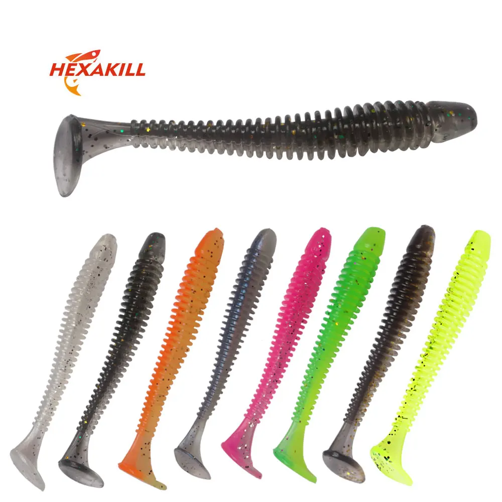 

Hexakill 10pcs/lot 5cm0.7g/7cm2g/9cm4.2g T Easy Shiner Tail soft Fish SwimBait Soft Worm Shrimp bass soft fish smell soft baits