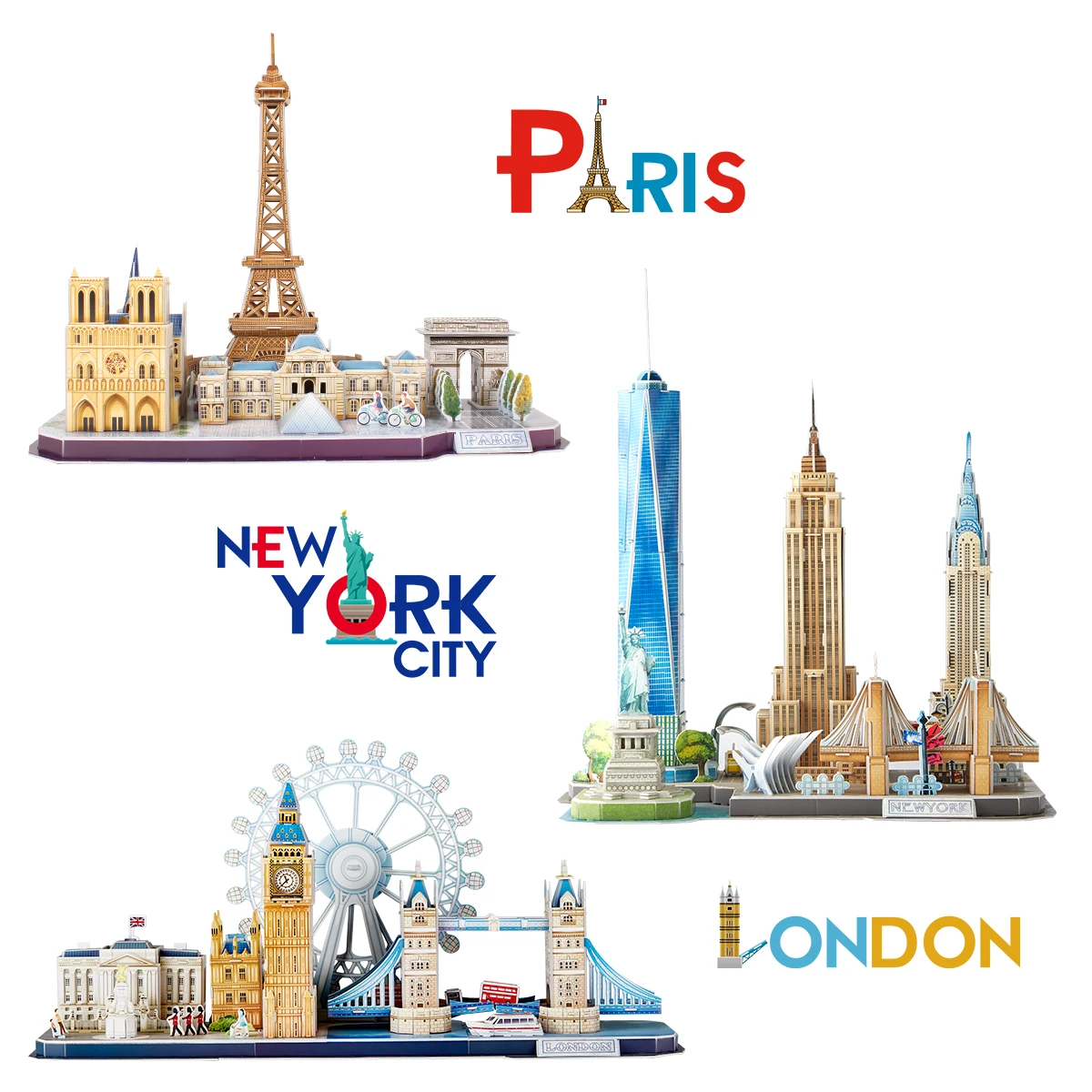 

CubicFun 3D Puzzles Paris London Architecture Building Model Kits National Geographic New York Cityline Jigsaw for Adults Kids