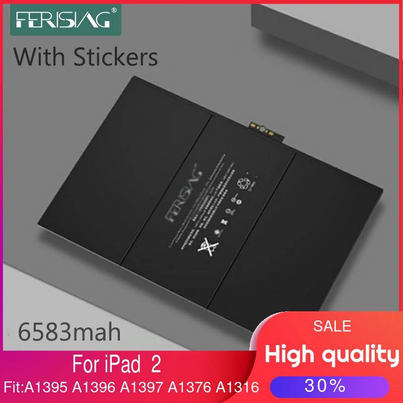 FERISING 100% New Original Tablet Battery for Apple iPad 2 2nd Generation  A1395 A1396 A1397 A1376 A1316 Replacement bateria