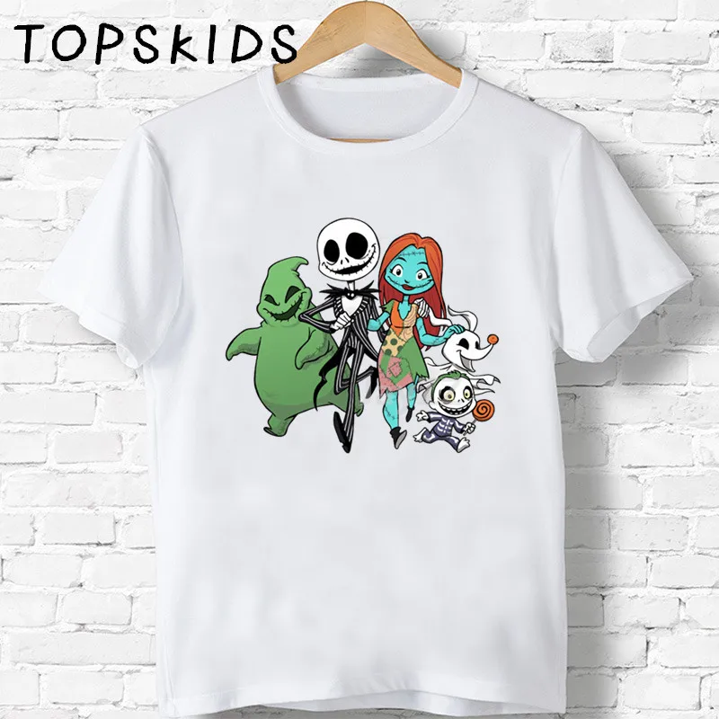 2019 Детские футболки с принтом город Хэллоуин Тыква король Джек Скеллингтон
